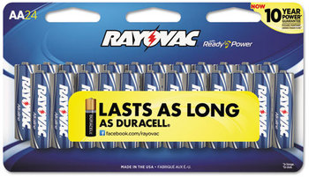 Rayovac® Alkaline Peggable Large Card Batteries,  AA, Peggable Large Card, 24/Pk