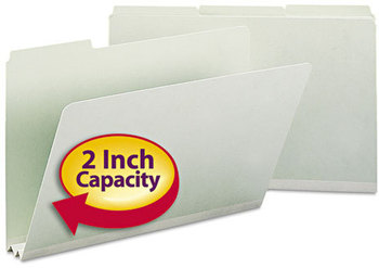 Smead™ Expanding Recycled Heavy Pressboard Folders 1/3-Cut Tabs: Assorted, Legal Size, 2" Expansion, Gray-Green, 25/Box