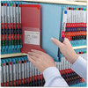 A Picture of product SMD-29781 Smead™ End Tab Colored Pressboard Classification Folders with SafeSHIELD® Coated Fasteners Six 2" Expansion, 2 Dividers, Legal Size, Blue, 10/Box