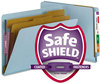 A Picture of product SMD-29781 Smead™ End Tab Colored Pressboard Classification Folders with SafeSHIELD® Coated Fasteners Six 2" Expansion, 2 Dividers, Legal Size, Blue, 10/Box