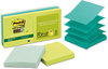 A Picture of product MMM-R3306SST Post-it® Pop-up Notes Super Sticky Pop-up Recycled Notes in Bora Bora Colors,  3 x 3, 90/Pad, 6 Pads/Pack