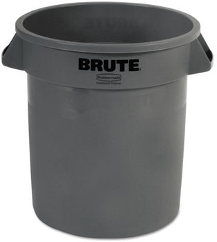 Rubbermaid® Commercial Round Brute® Container,  Plastic, 10 gal, Gray