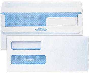 Quality Park™ Redi-Seal™ Envelope,  #10, Double Window, Contemporary, White, 500/Box