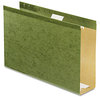 A Picture of product PFX-4153X3 Pendaflex® Extra Capacity Reinforced Hanging File Folders with Box Bottom 3" Legal Size, 1/5-Cut Tabs, Green, 25/Box