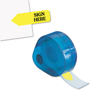 Redi-Tag® Dispenser Arrow Flags,  "Sign Here", Yellow, 120 Flags/Dispenser
