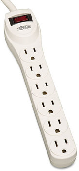 Tripp Lite Protect It!™ Six-Outlet Surge Suppressor,  6 Outlets, 2 ft Cord, 180 Joules, Light Gray