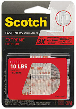 Scotch™ Extreme Fasteners,  1" x 1", Clear, 6/Pack