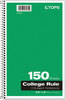 A Picture of product TOP-65362 TOPS™ Coil-Lock Wirebound Notebooks,  College/Medium, 9 1/2 x 6, White, 150 Sheets