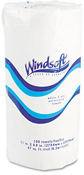 Windsoft® Perforated Paper Towel Rolls,  11" x 8 4/5", White, 100/Roll