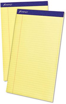 Ampad® Perforated Writing Pads,  8 1/2 x 14, Canary, 50 Sheets, Dozen