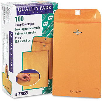 Quality Park™ Clasp Envelope,  6 x 9, 28lb, Brown Kraft, 100/Box