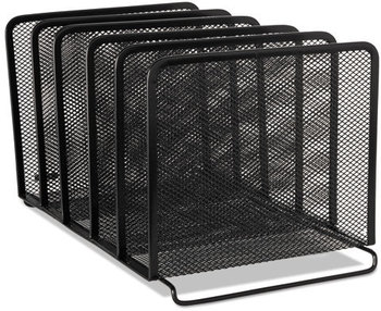 Rolodex™ Mesh Stacking Sorter,  Five Sections, Metal, 8 1/4 x 14 3/8 x 7 7/8, Black