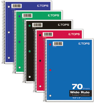 TOPS™ Coil-Lock Wirebound Notebooks,  Legal/Wide, 10 1/2 x 8, White, 70 Sheets