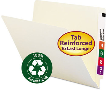 Smead™ 100% Recycled Manila End Tab Folders Straight Tabs, Letter Size, 0.75" Expansion, 100/Box
