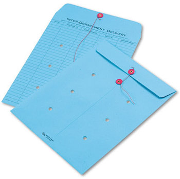 Quality Park™ Colored Paper String & Button Interoffice Envelope,  10 x 13, Blue,100/Box