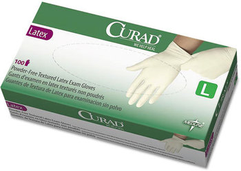 Curad® Latex Exam Gloves,  Powder-Free, Large, 100/Box