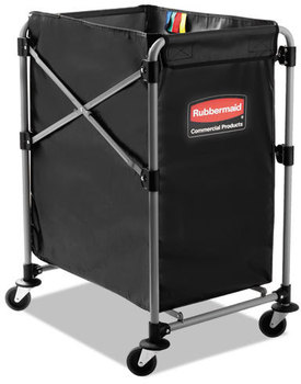 Rubbermaid® Commercial Collapsible X-Cart,  Steel, Four Bushel Cart, 20 1/3w x 24 1/10d, Black/Silver