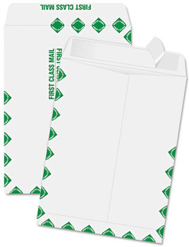 Quality Park™ Redi-Strip™ Catalog Envelope,  9 x 12, First Class Border, White, 100/Box