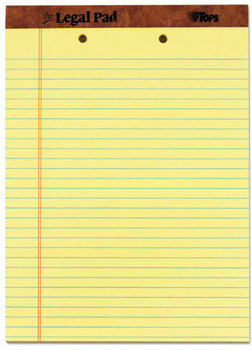 TOPS™ The Legal Pad™ Ruled Perforated Pads,  Legal/Wide, 8 1/2 x 11 3/4, Canary, 50 Sheets