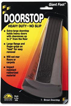 Master Caster® Giant Foot® Doorstop,  No-Slip Rubber Wedge, 3-1/2w x 6-3/4d x 2h, Brown