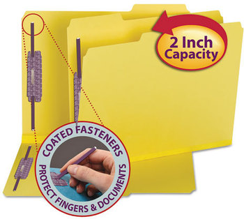 Smead™ Colored Pressboard Fastener Folders with SafeSHIELD® Coated Fasteners 2" Expansion, 2 Letter Size, Yellow, 25/Box