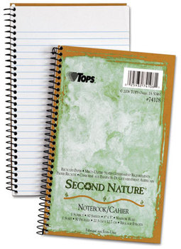 TOPS™ Second Nature® Single Subject Wirebound Notebooks,  Narrow, 5 x 8, White, 80 Sheets
