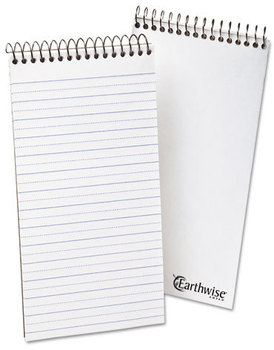 Ampad® Earthwise® Recycled Reporter's Notebook,  Pitman Rule, 4 x 8, White, 70 Sheets