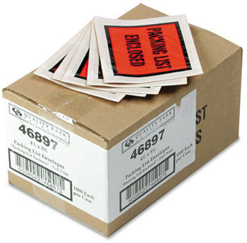 Quality Park™ Self-Adhesive Packing List Envelope,  Orange, 5 1/2 x 4 1/2, 1000/Box