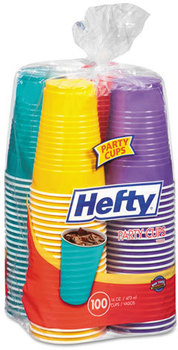 Hefty® Easy Grip® Disposable Plastic Party Cups,  16 oz, Assorted, 100/Pack