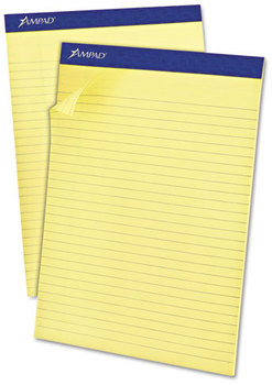 Ampad® Recycled Writing Pads,  8 1/2 x 11 3/4, Canary, 50 Sheets, Dozen
