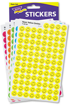 TREND® superSpots® and superShapes® Sticker Packs,  Neon Smiles, 2,500/Pack