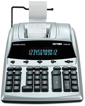 Victor® 1240-3A Commercial Printing Calculator with Built-in Antimicrobial Protection,  Black/Red Print, 4.5 Lines/Sec