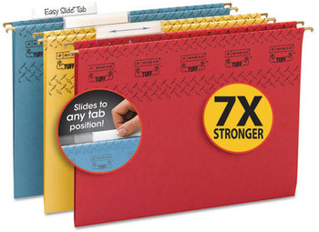 Smead™ TUFF® Hanging Folders with Easy Slide™ Tab Letter Size, 1/3-Cut Tabs, Assorted Colors, 15/Box