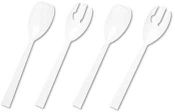 Tablemate® Table Set® Serving Forks and Spoons,  White, 24 Forks, 24 Spoons per Pack