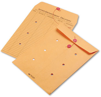 Quality Park™ Brown Kraft String & Button Interoffice Envelope,  9 x 12, 100/Carton