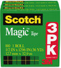 A Picture of product MMM-810H3 Scotch® Magic™ Tape Refill 1" Core, 0.5" x 36 yds, Clear, 3/Pack