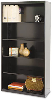 Tennsco Metal Bookcases,  Five-Shelf, 34-1/2w x 13-1/2d x 66h, Black