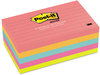 A Picture of product MMM-6355AN Post-it® Notes Original Pads in Poptimistic Colors Collection Note Ruled, 3" x 5", 100 Sheets/Pad, 5 Pads/Pack