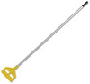 A Picture of product 973-876 Invader® Side Gate Wet Mop Handle.  Large Yellow Plastic Head.  60" Gray Aluminum Handle.  Use with narrow headband mops.. Yellow Head, Gray Handle Color.