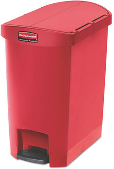 Rubbermaid® Commercial Slim Jim® Resin Step-On Container,  End Step Style, 8 gal, Red