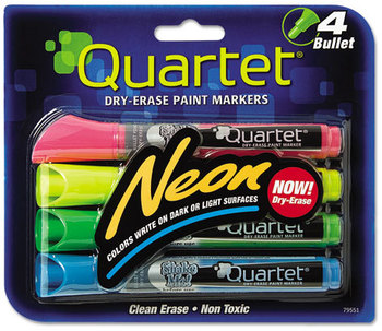 Quartet® Neon Dry Erase Marker Set,  Assorted, 4/Set