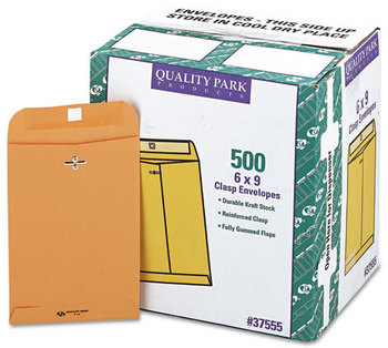 Quality Park™ Clasp Envelope,  6 x 9, 28lb, Brown Kraft, 500/Carton