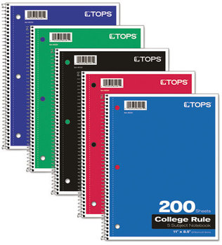 TOPS™ Coil-Lock Wirebound Notebooks,  College/Medium, 11 x 8 1/2, White, 200 Sheets