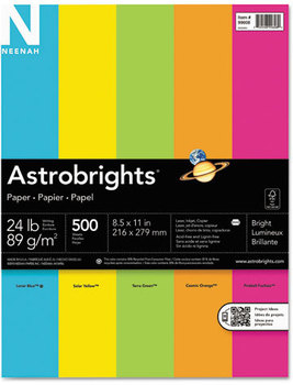 Neenah Paper Astrobrights® Bright Assortment,  8 1/2 x 11, Assorted, 24 lb, 500 Sheets/Ream