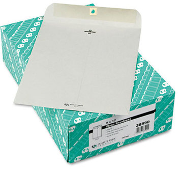 Quality Park™ Clasp Envelope,  9 x 12, 28lb, Executive Gray, 100/Box