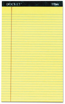 TOPS™ Docket™ Ruled Perforated Pads,  8 1/2 x 14, Canary, 50 Sheets, Dozen