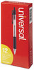 A Picture of product UNV-15530 Universal™ Comfort Grip® Clear Barrel Retractable Ballpoint Pen Medium 1 mm, Black Ink, Clear/Black Dozen