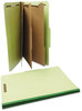 A Picture of product UNV-10296 Universal® Four-, Six- and Eight-Section Pressboard Classification Folders 3" Expansion, 3 Dividers, 8 Fasteners, Legal Size, Green Exterior, 10/Box