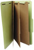 A Picture of product UNV-10296 Universal® Four-, Six- and Eight-Section Pressboard Classification Folders 3" Expansion, 3 Dividers, 8 Fasteners, Legal Size, Green Exterior, 10/Box