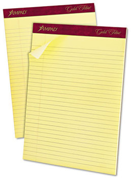 Ampad® Gold Fibre® Quality Writing Pads,  8 1/2 x 11 3/4, Canary, 50 Sheets, Dozen